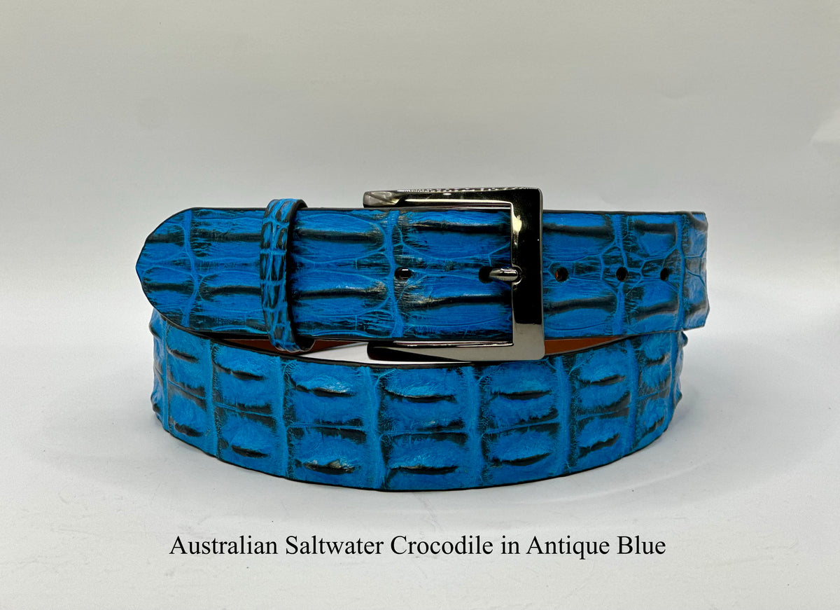 GENUINE AUSTRALIAN CROCODILE SKIN BELT WITH SOLID BRASS BUCKLE SZ 28 Australian Hornback Saltwater Crocodile – Fairway Exotics main image 3